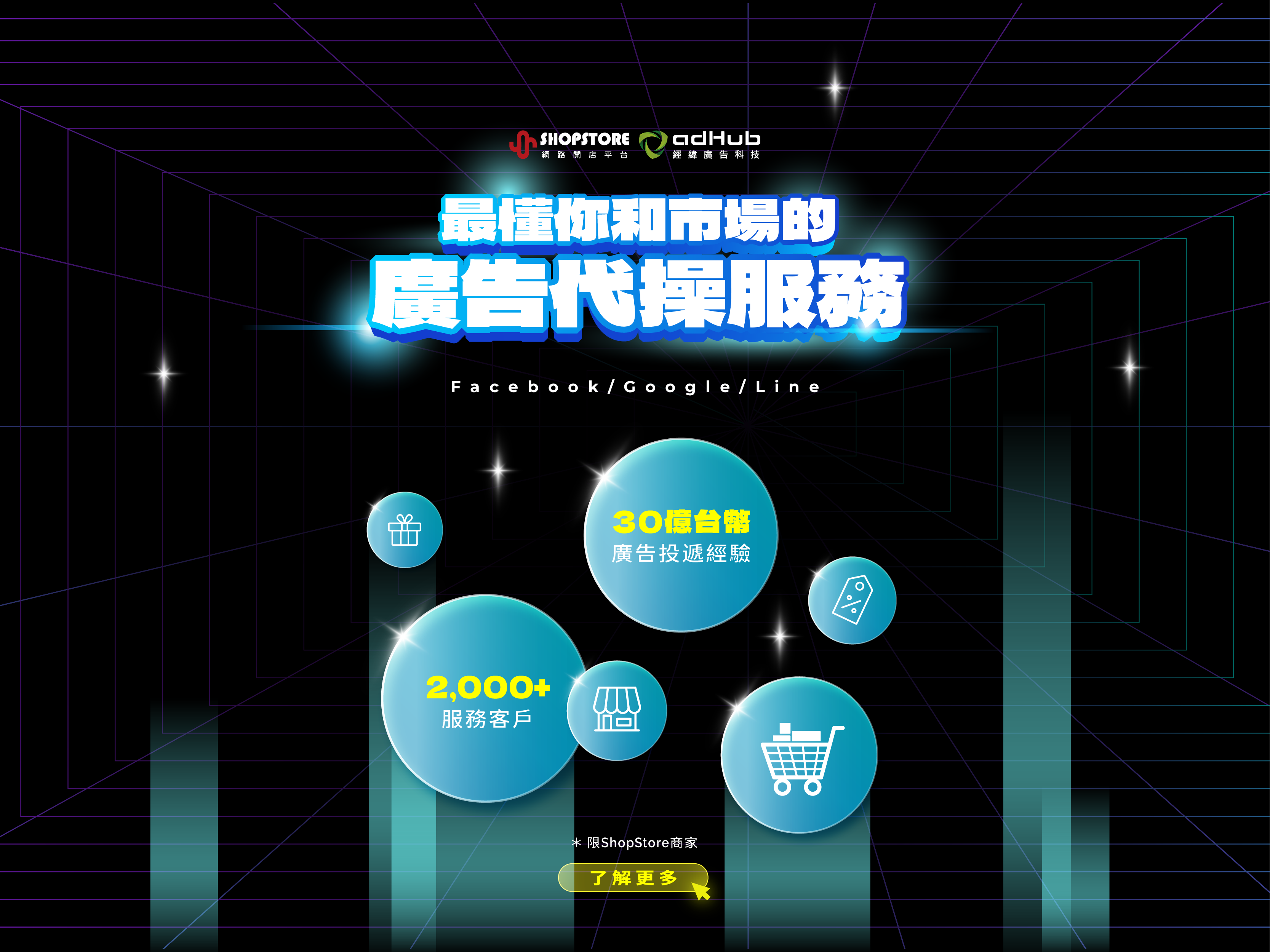 ShopStore x adHub廣告代操服務：Facebook、Google、LINE