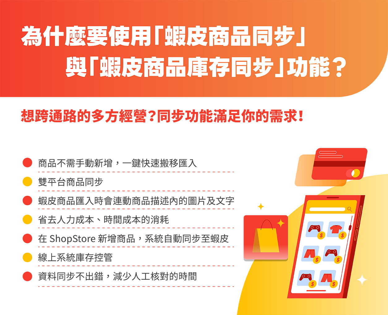 二、為什麼要使用「蝦皮商品同步」與「蝦皮商品庫存同步」功能 ?